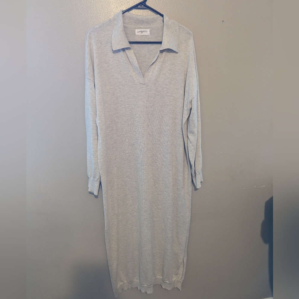 Carley Jean Los Angeles Light Gray Long Sleeve Dress